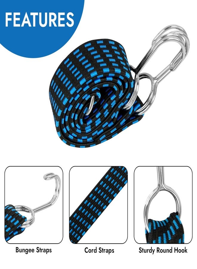 Storite 4Pcs Bungee Cords for Motorcycle Bike with Metal Hooks, 1M High Elasticity Bungee Cord Elastic Rope for Cargo Travel Packaging (Blue) - Image 4